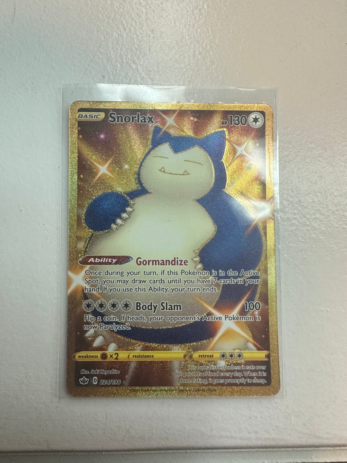 Snorlax Gold Secret Rare 224/198 – Chilling Reign (Pokémon TCG)